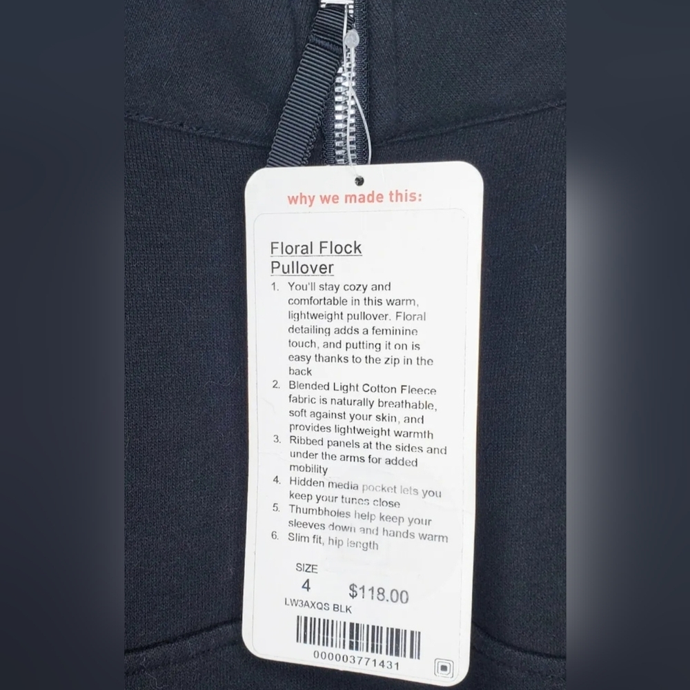 Lululemon Floral Flock Pullover velvet cotton terry 6 Yoga Goth Natural Jacquard - Picture 8 of 11